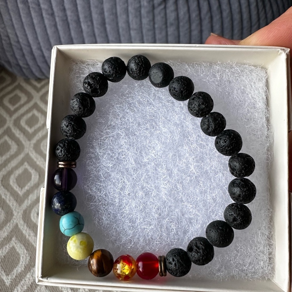 Chakra Black Lava Stone Beaded Bracelet​​​